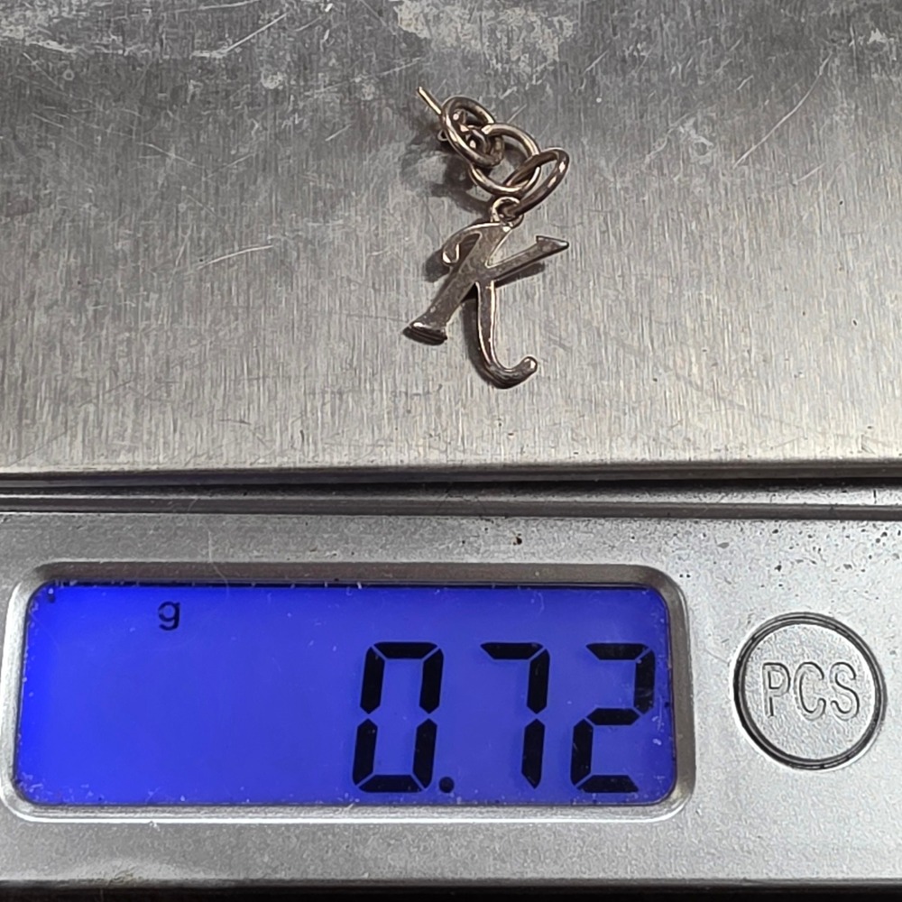 Sterling Silver Script Initial K Pendant Charm 925 Letter K Hallmark 0.72g - Picture 8 of 16